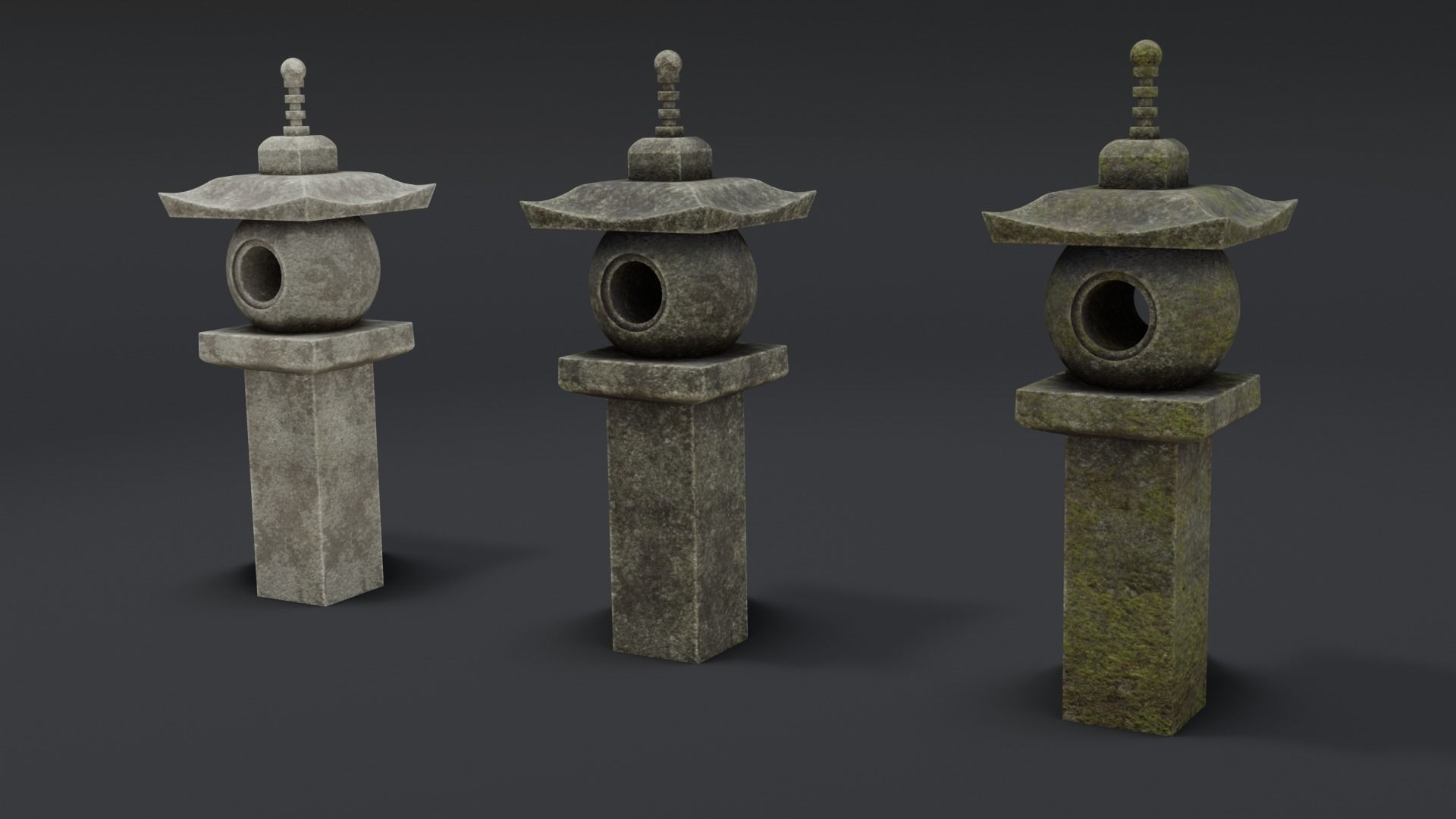Japanese Stone Lanterns Low-poly 3D model_3