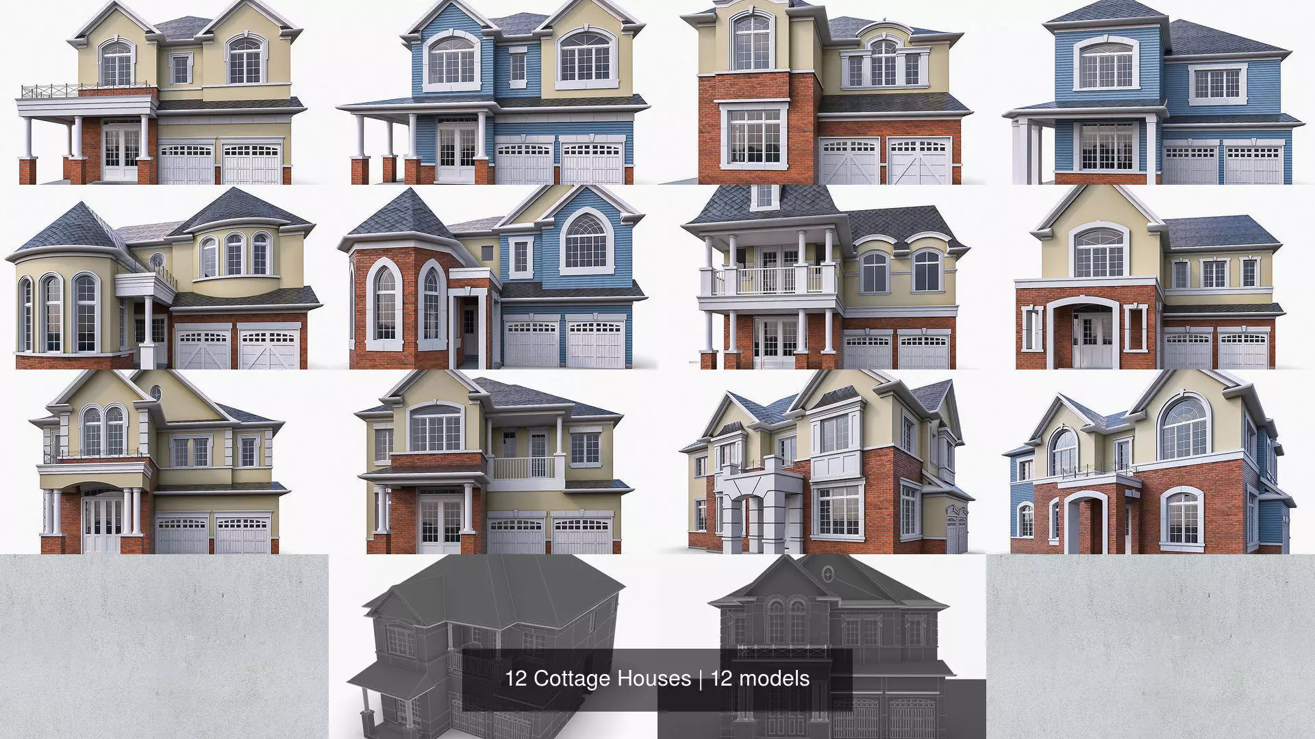 12 Cottage Houses 3D Model Collection_0