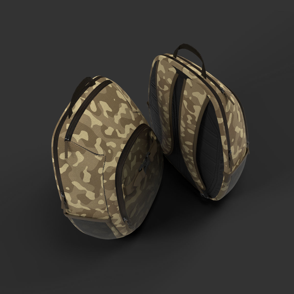 military camouflage backpack or day day pack 3D Product model 3D model_2