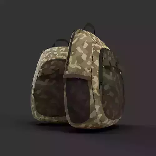 military camouflage backpack or day day pack 3D Product model