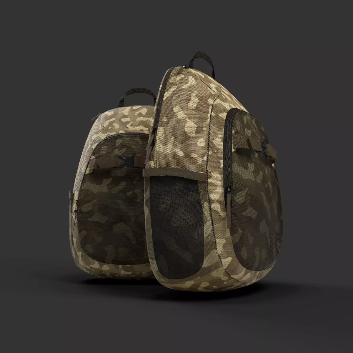 military camouflage backpack or day day pack 3D Product model 3D model_0
