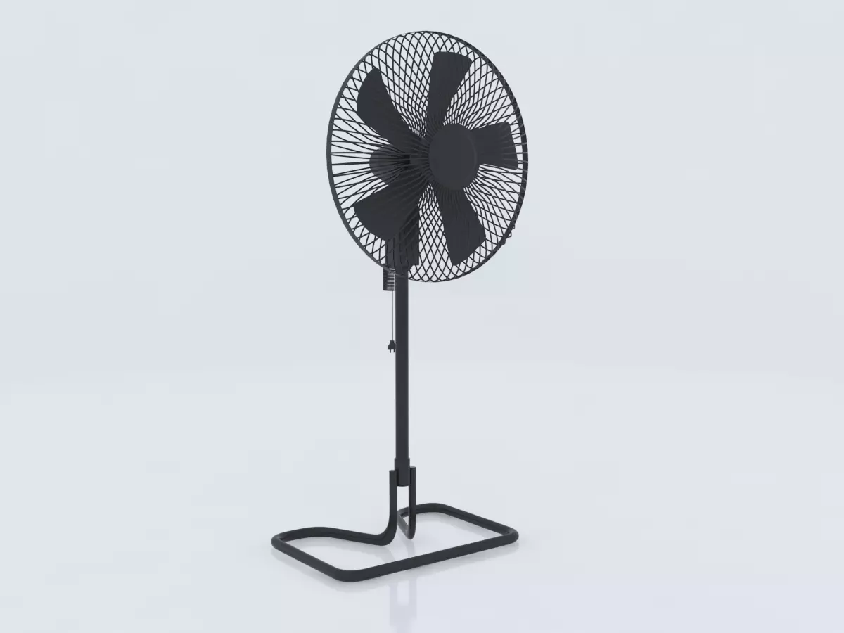 Simple stand fan Low-poly 3D model_0