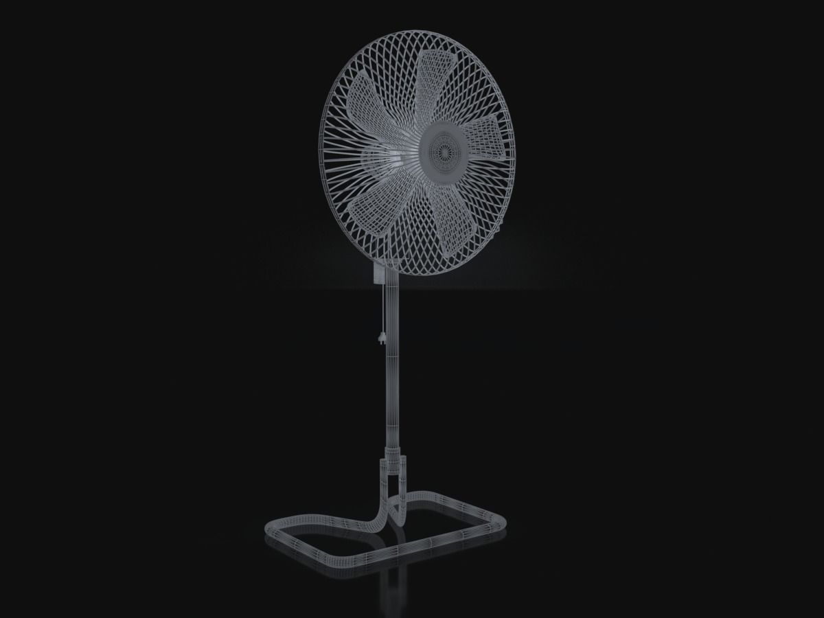 Simple stand fan Low-poly 3D model_1