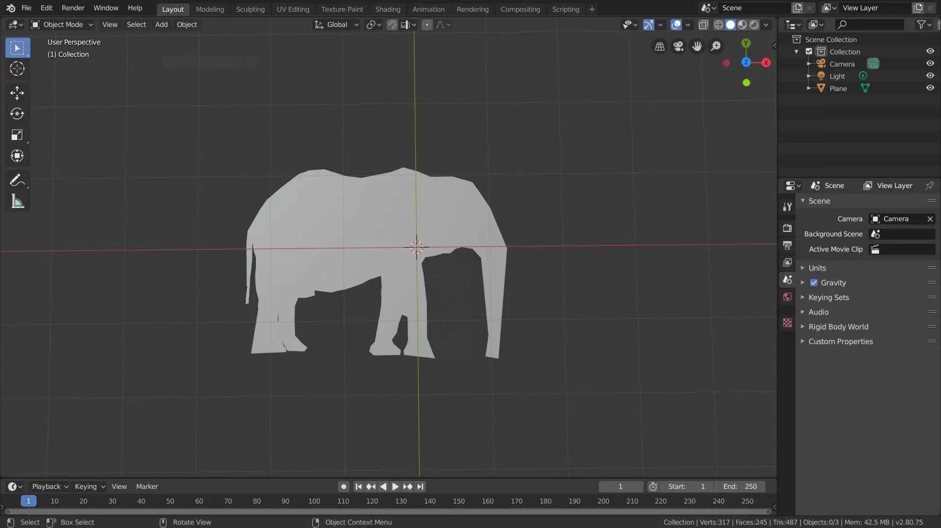 2D Elephant Free 3D model