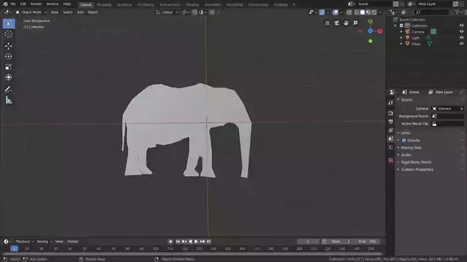 2D Elephant Free 3D model
