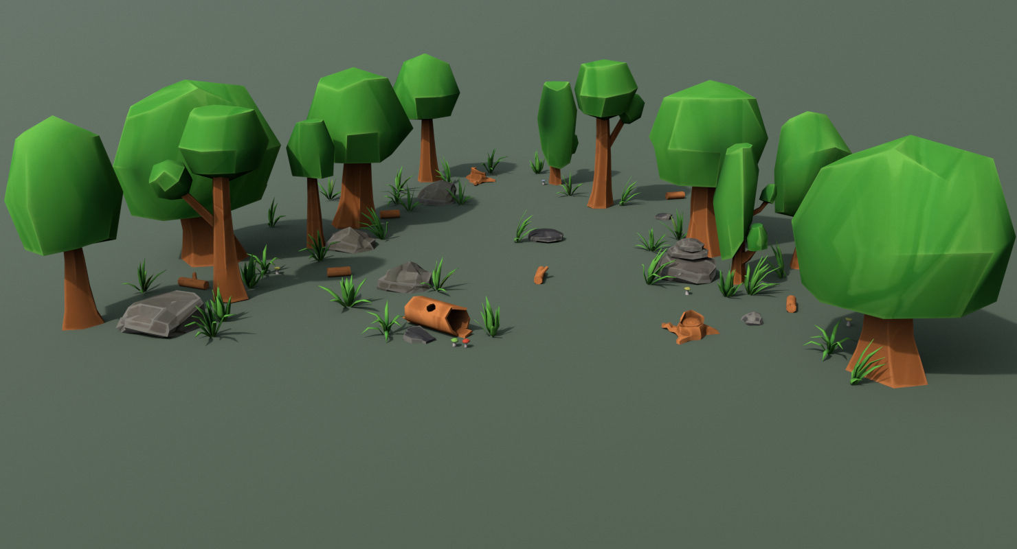 Tree Forest Low Poly  Low-poly 3D model_1