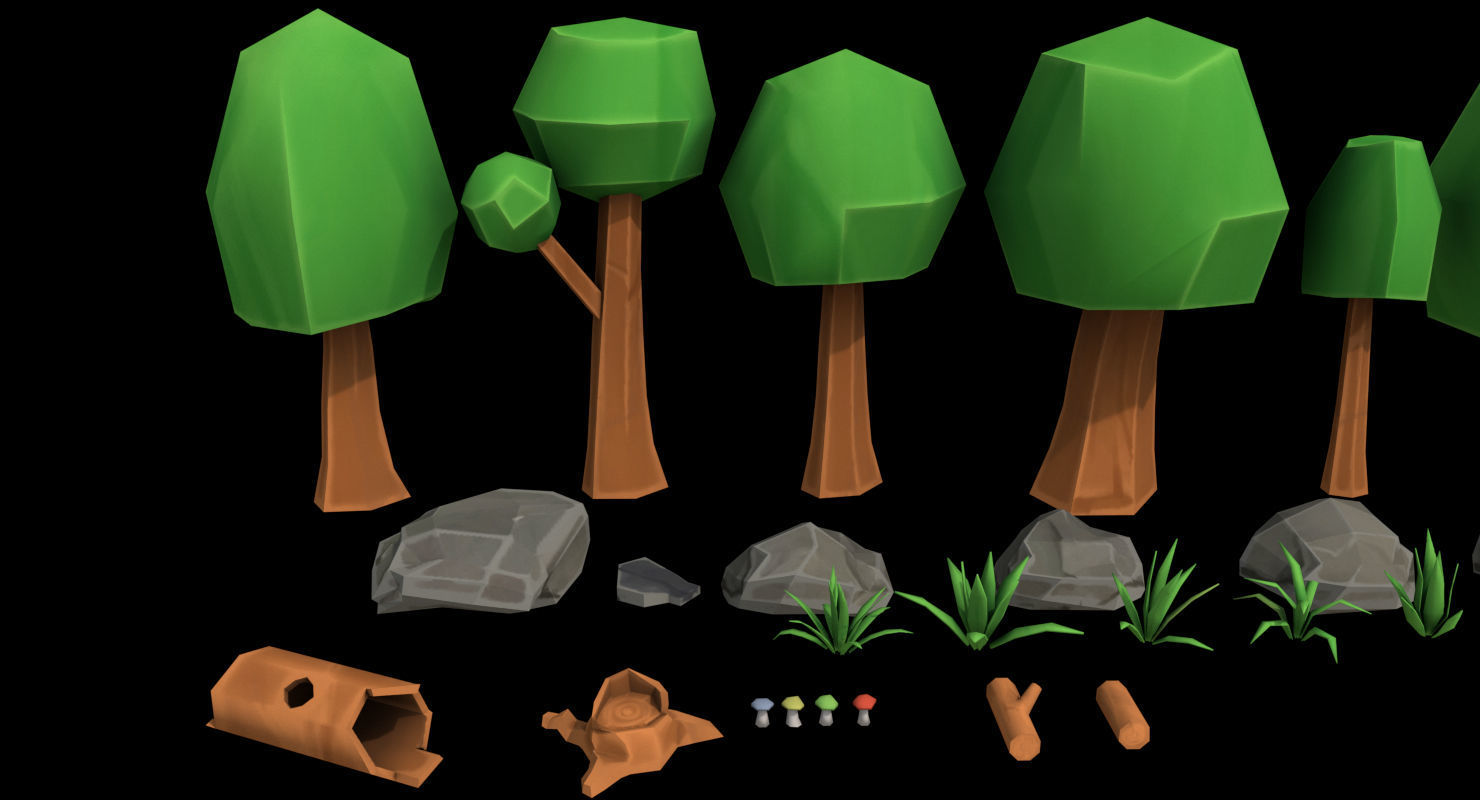 Tree Forest Low Poly  Low-poly 3D model_4