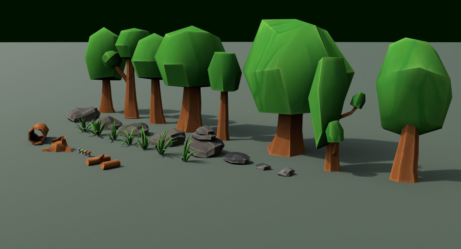 Tree Forest Low Poly  Low-poly 3D model_2