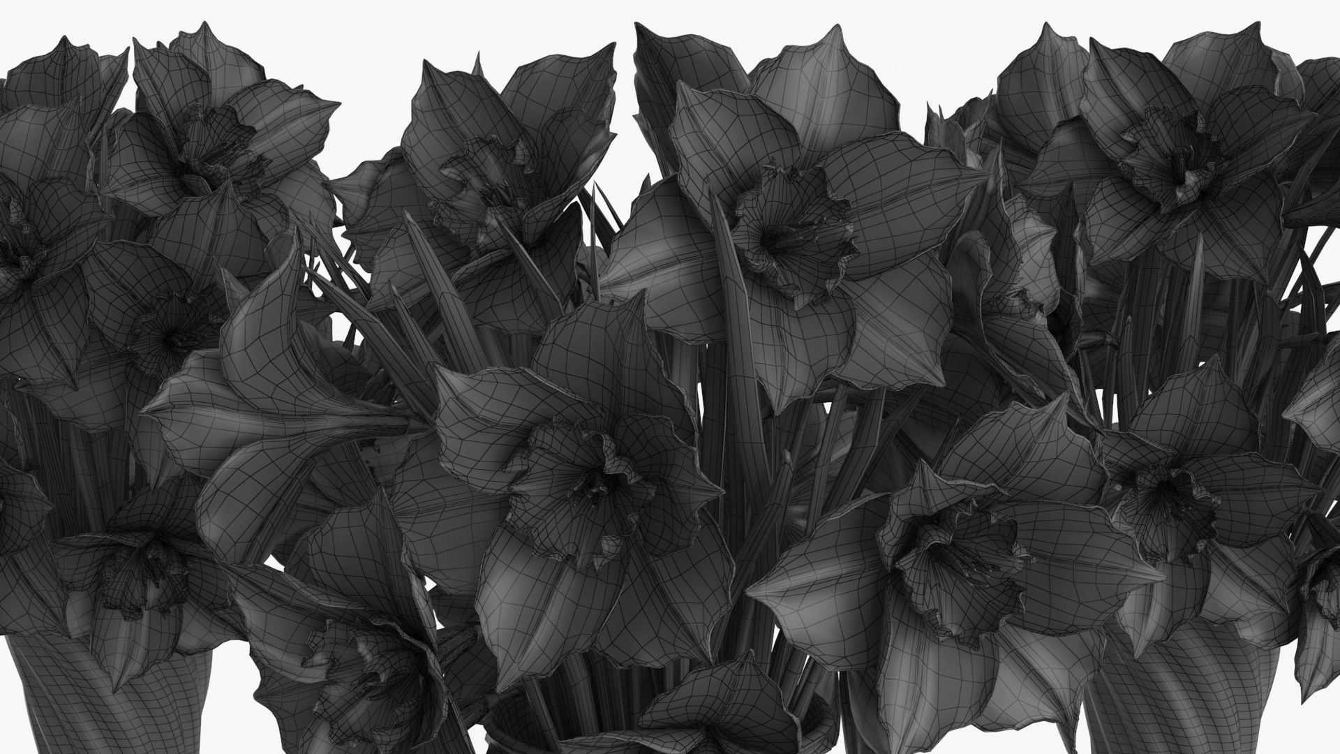 Narcissus  Bouquet Flowers Low-poly 3D model_12