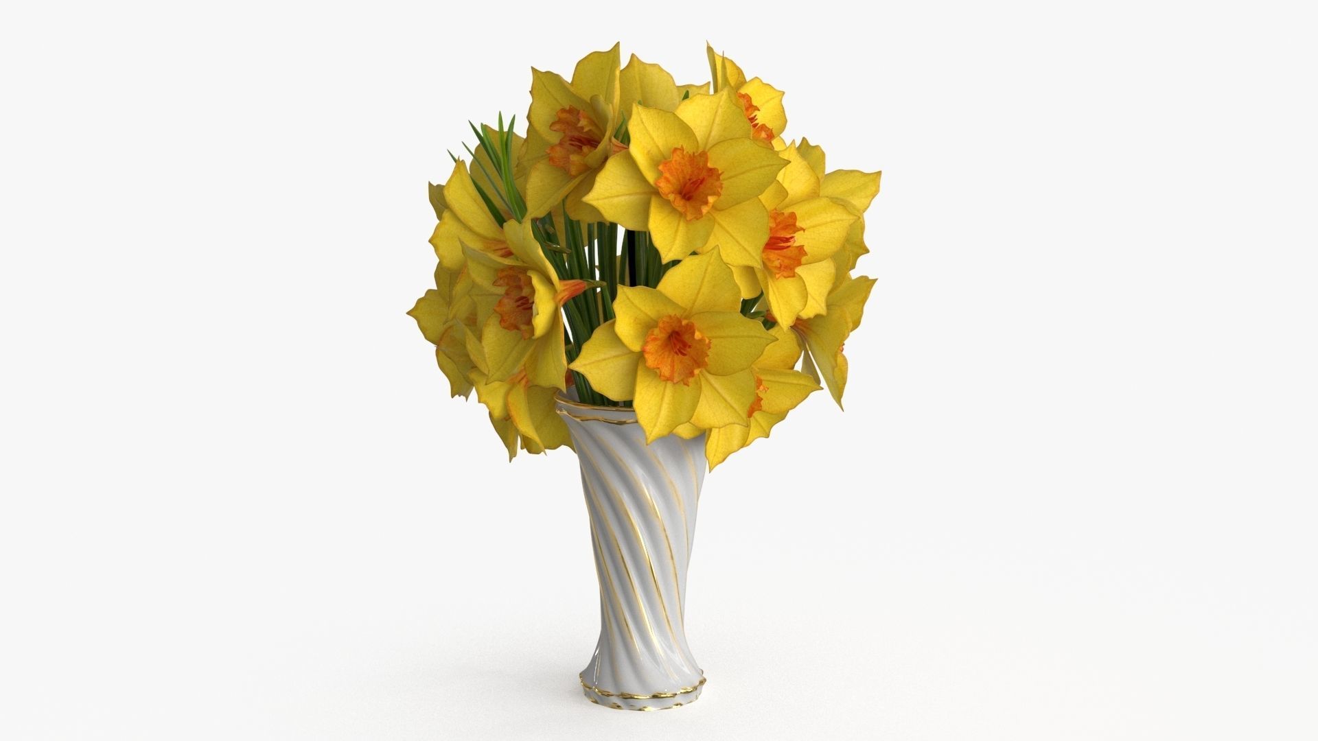 Narcissus  Bouquet Flowers Low-poly 3D model_3