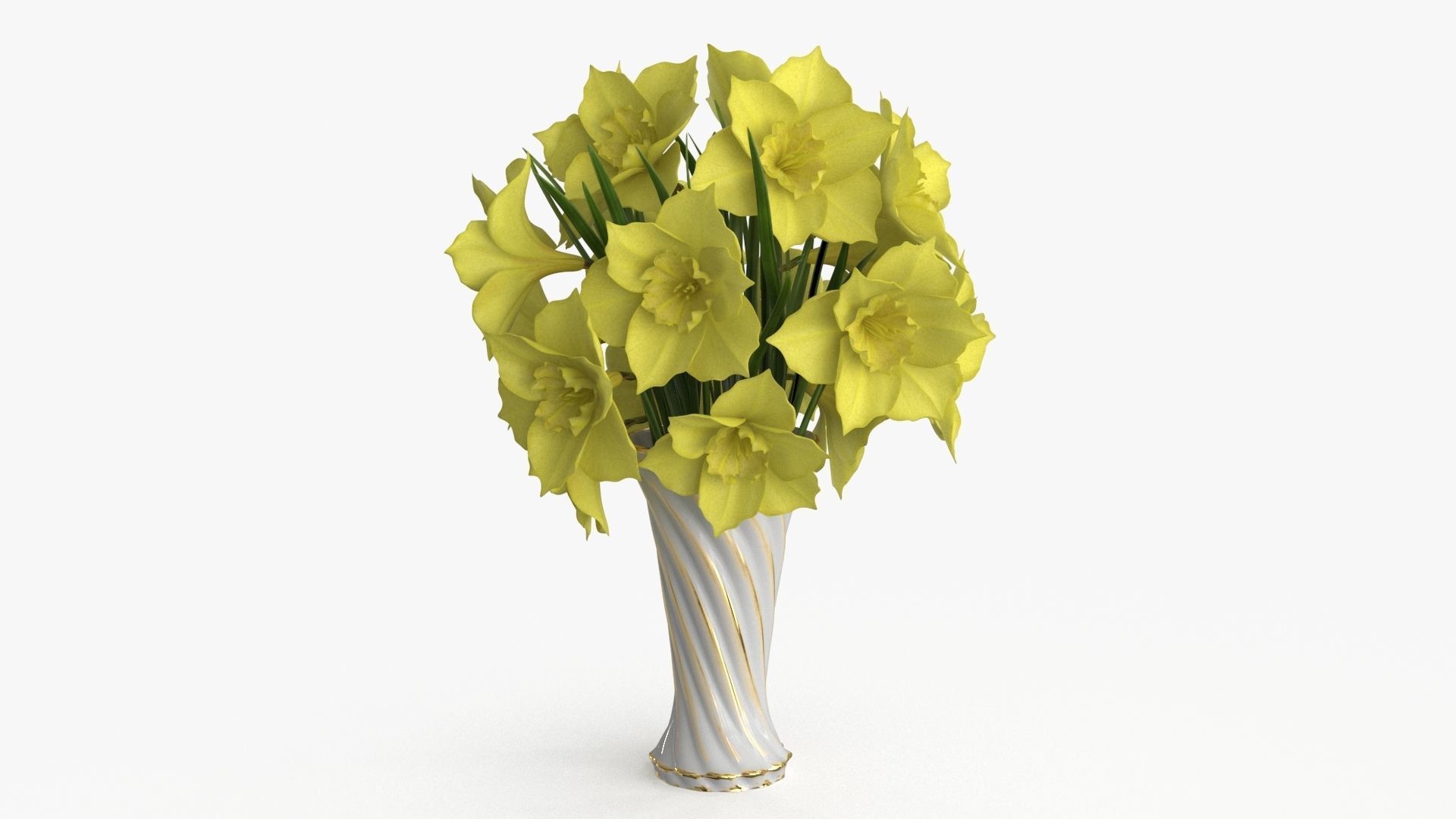 Narcissus  Bouquet Flowers Low-poly 3D model_5