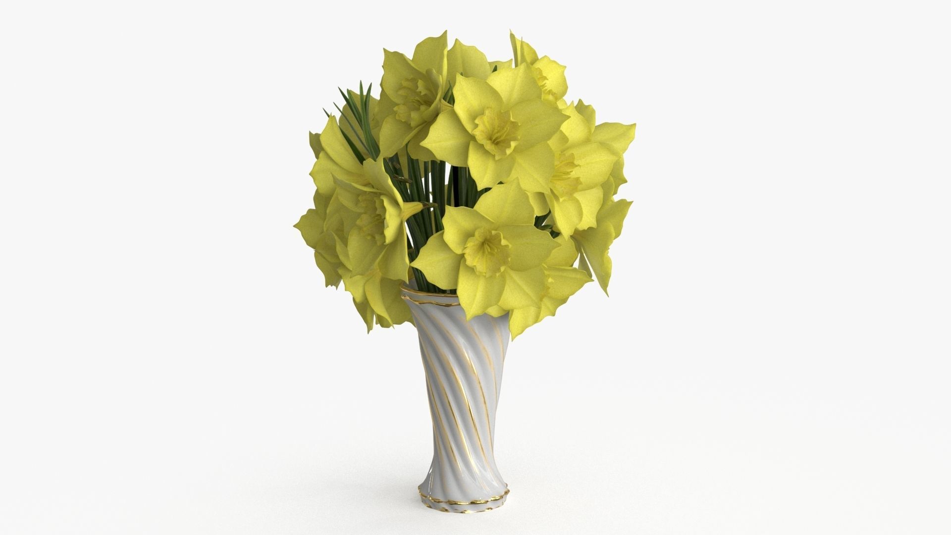 Narcissus  Bouquet Flowers Low-poly 3D model_6