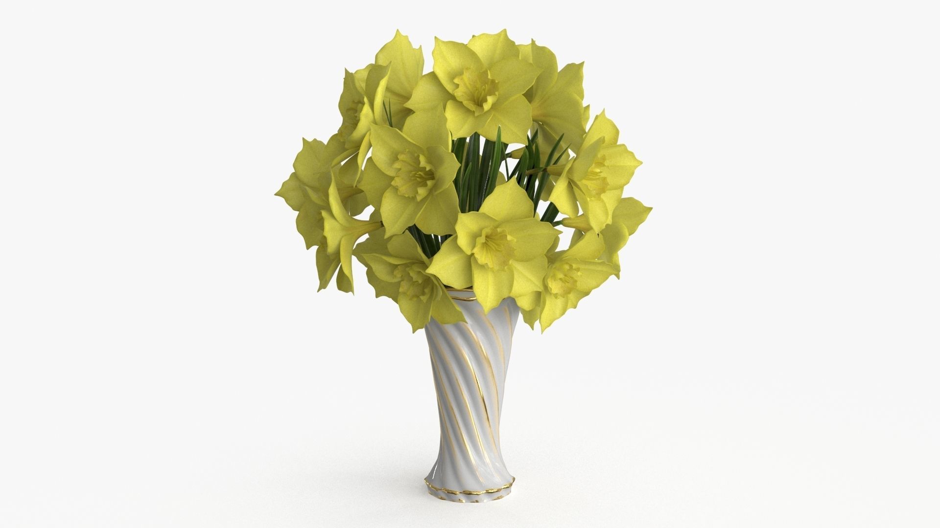 Narcissus  Bouquet Flowers Low-poly 3D model_7