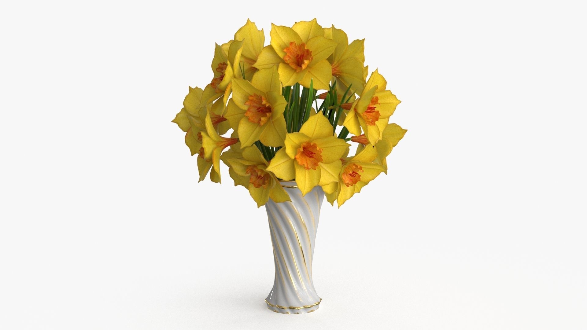 Narcissus  Bouquet Flowers Low-poly 3D model_4