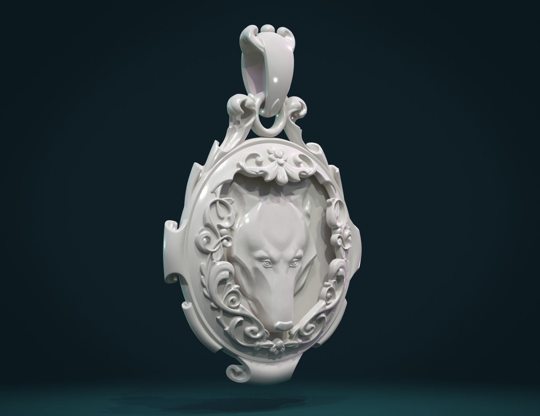 Wolf Pendant II 3D print model_2