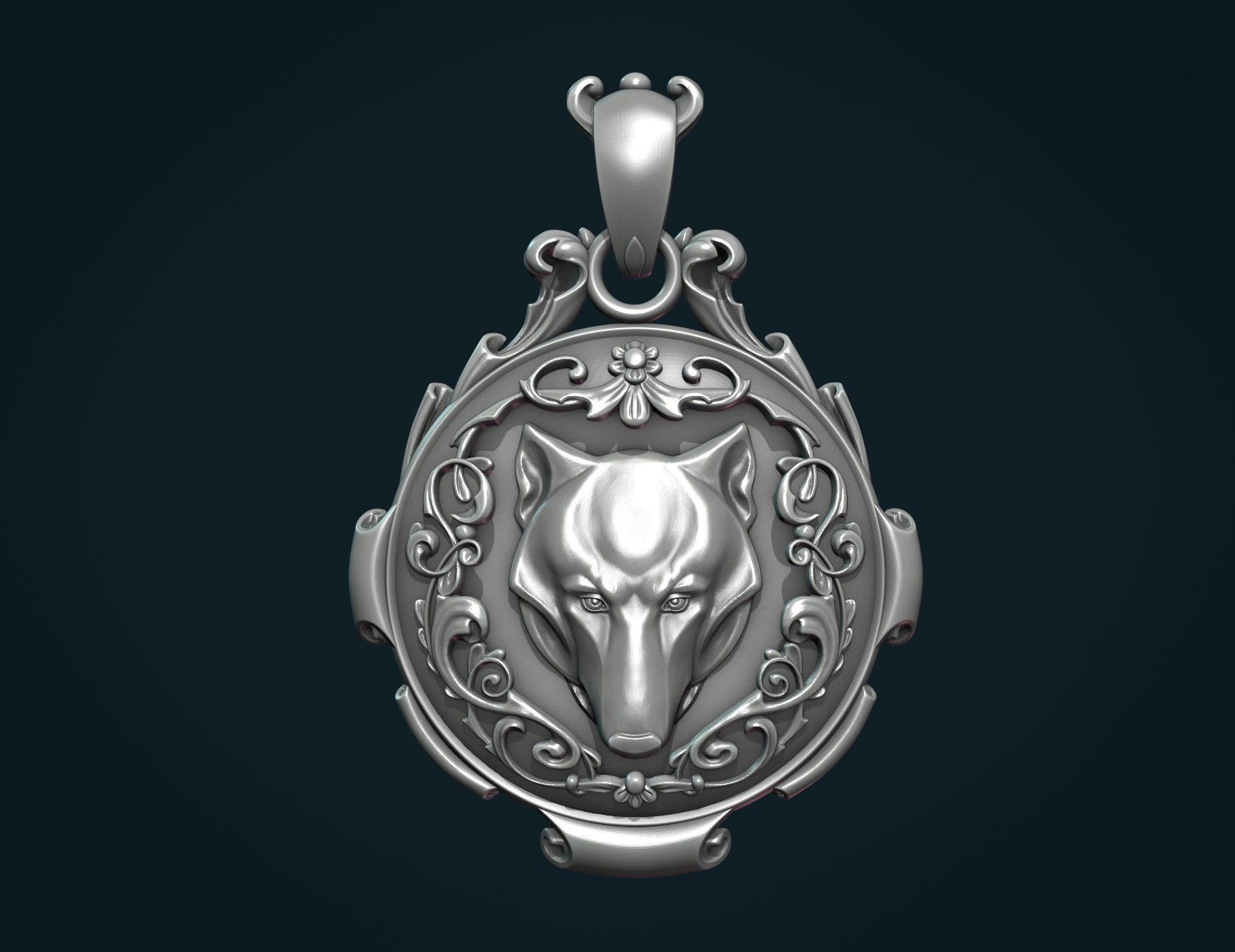 Wolf Pendant II 3D print model_6