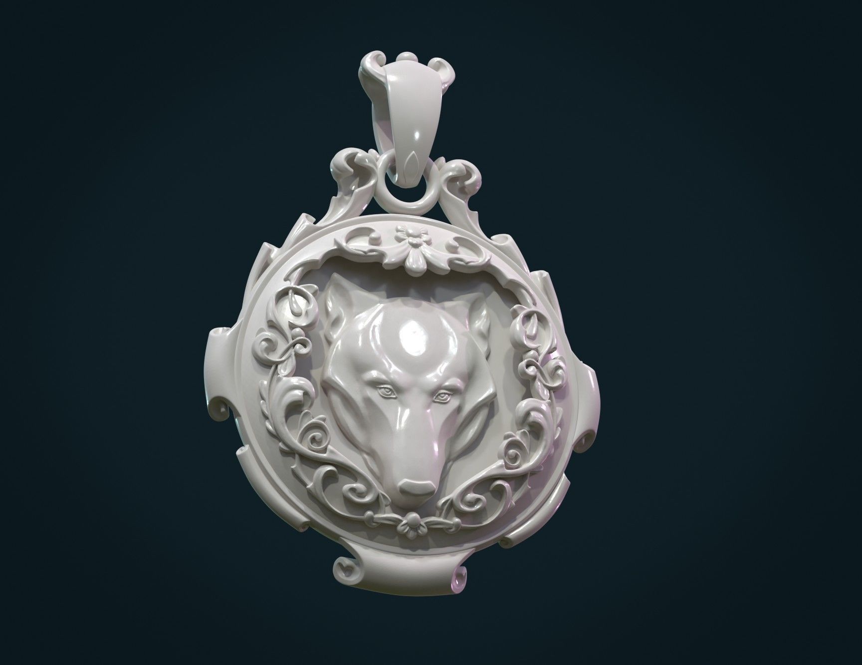 Wolf Pendant II 3D print model_3