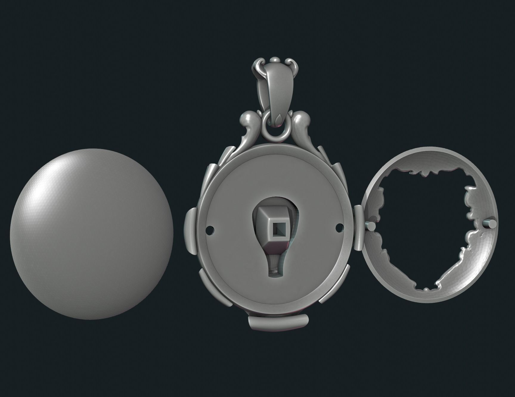 Wolf Pendant II 3D print model_10