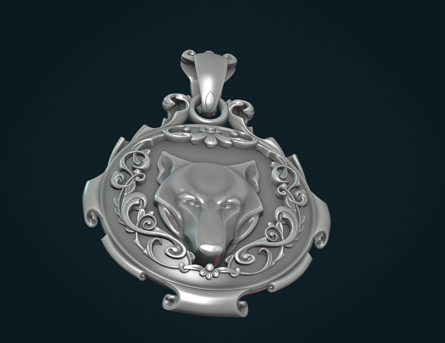 Wolf Pendant II 3D print model_8