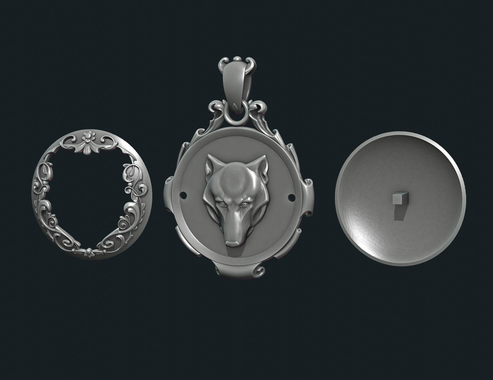 Wolf Pendant II 3D print model_9
