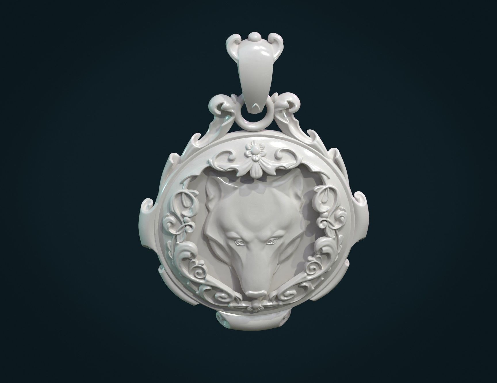 Wolf Pendant II 3D print model_4