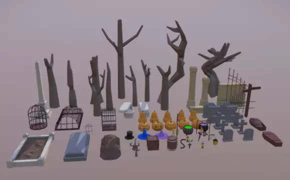 Low Poly Hallowen Pack  2019 Low-poly 3D model_0