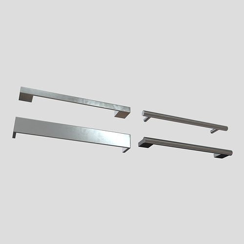Handle Set pair of metal rods Low-poly 3D model