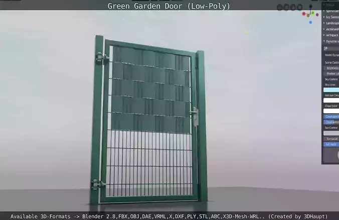 Green Rigged Garden Door - Low-Poly Low-poly 3D model
