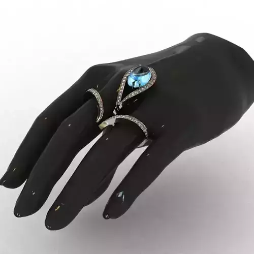 Diamond and Topaz Duble Ring 3D print model 3D print model