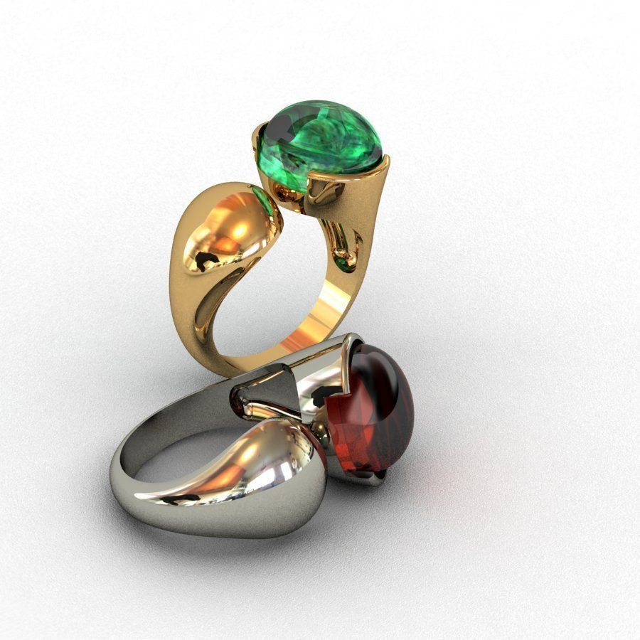 Garnet-Mozambique Ring 3D print model 3D print model_5