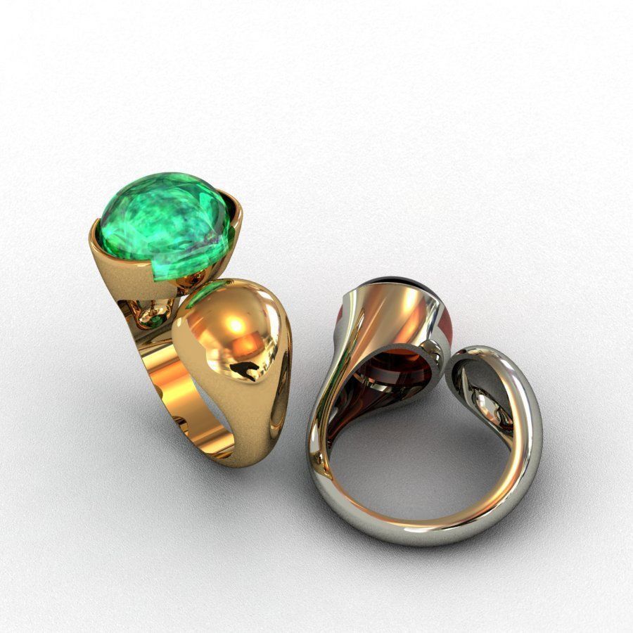 Garnet-Mozambique Ring 3D print model 3D print model_4