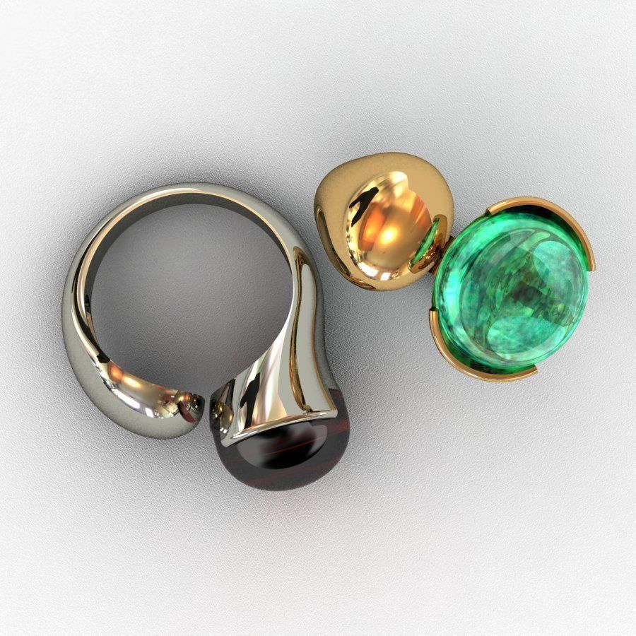 Garnet-Mozambique Ring 3D print model 3D print model_2