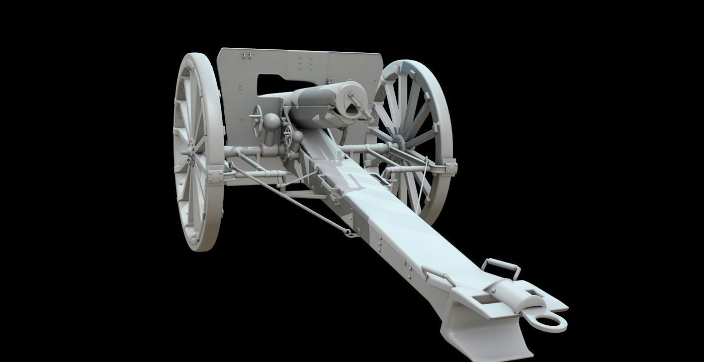 French Cannon based Canon de 75 mle 1897 3D model_5