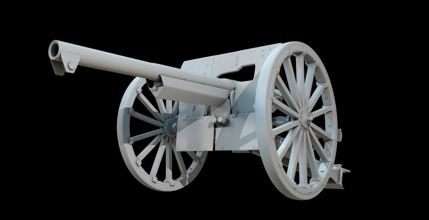 French Cannon based Canon de 75 mle 1897 3D model_2