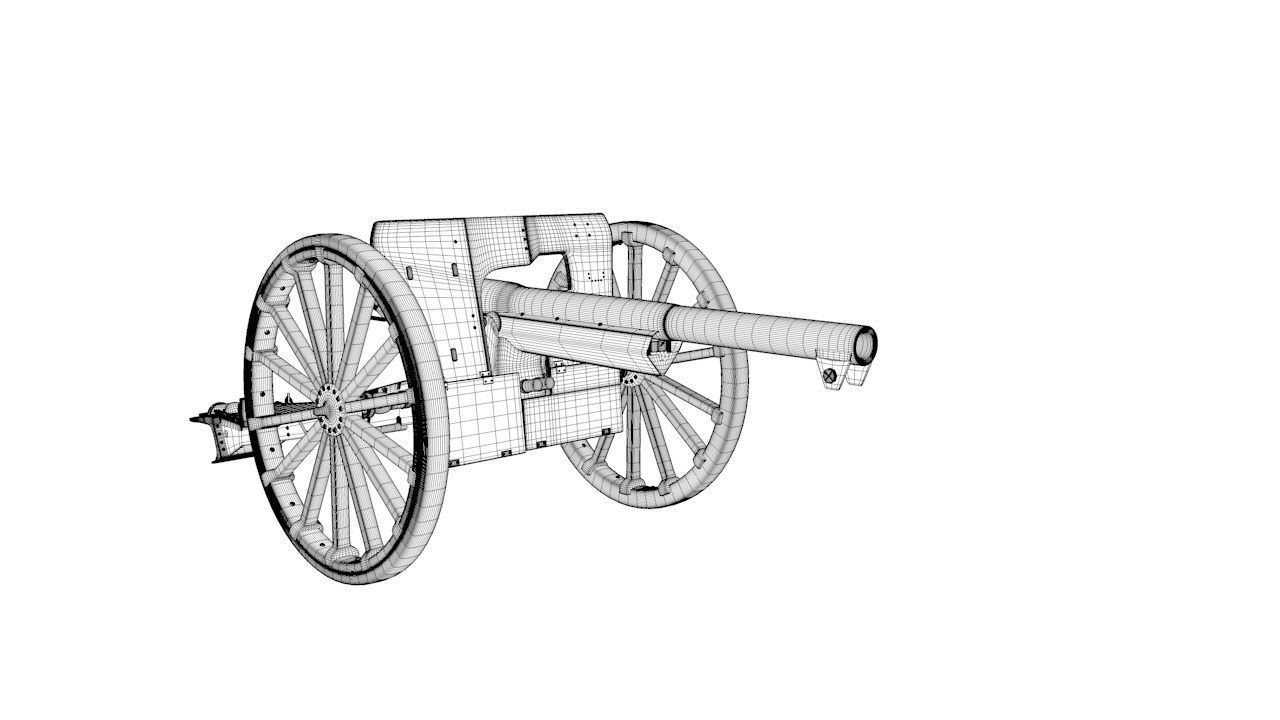 French Cannon based Canon de 75 mle 1897 3D model_3