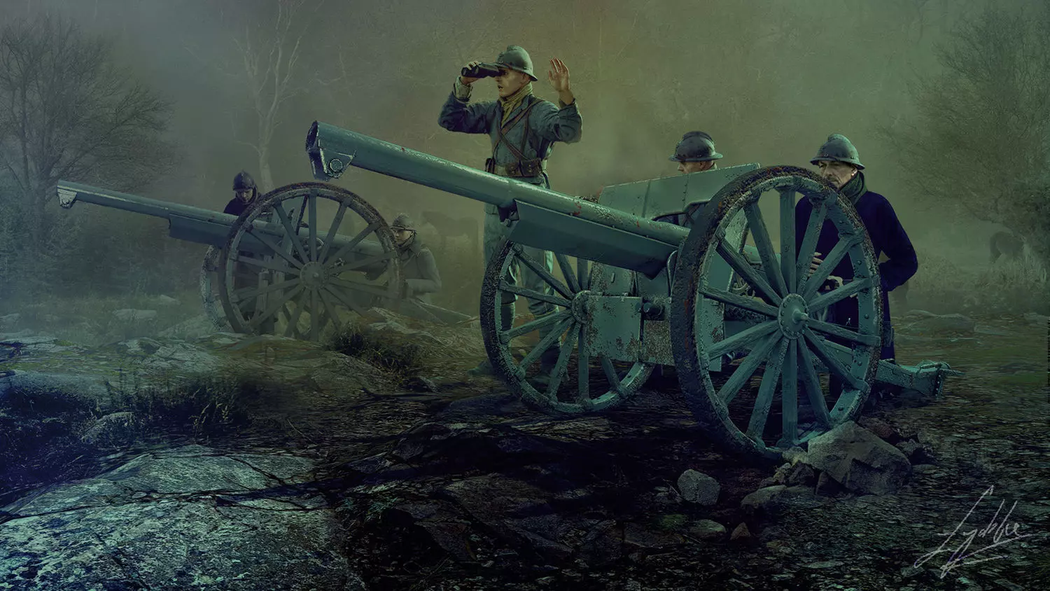 French Cannon based Canon de 75 mle 1897 3D model_0