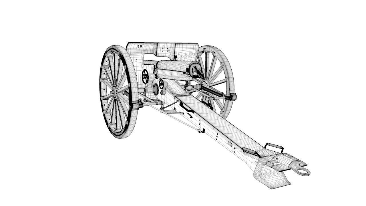 French Cannon based Canon de 75 mle 1897 3D model_4
