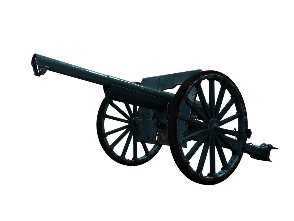 French Cannon based Canon de 75 mle 1897 3D model_1