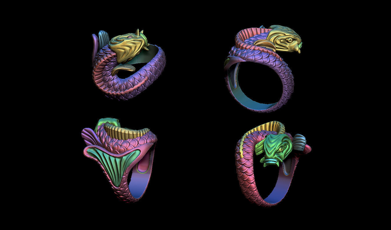 Fish ring carp 3D print model_3