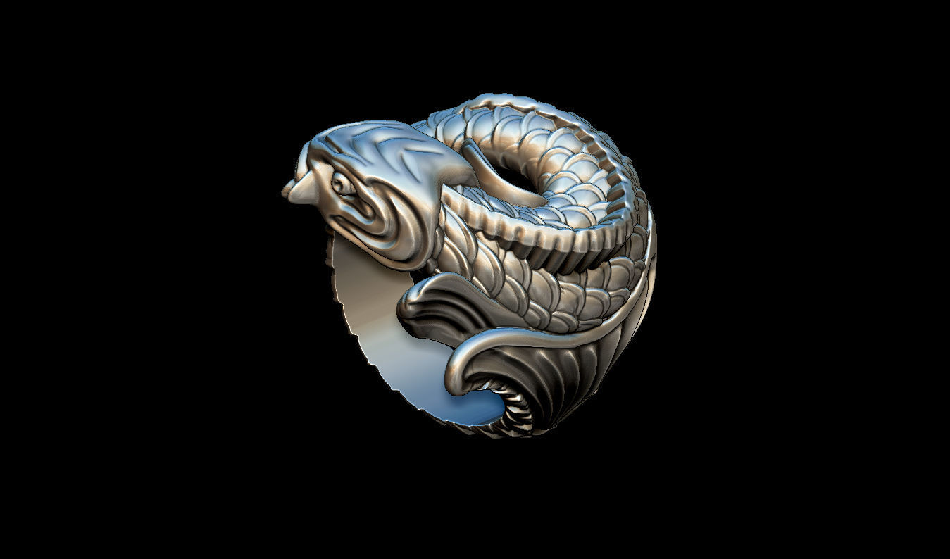 Fish ring carp 3D print model_4