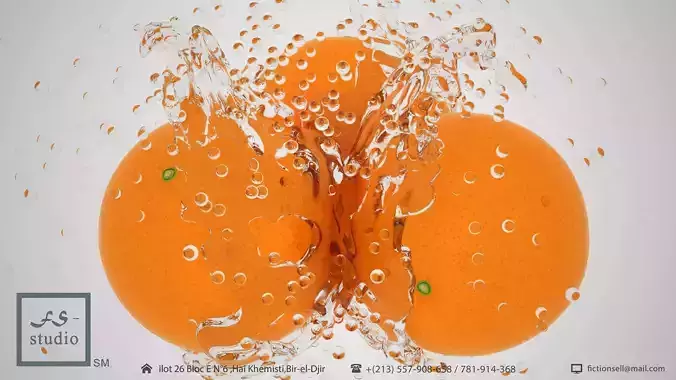 Orange with water Splash Low-poly 3D model