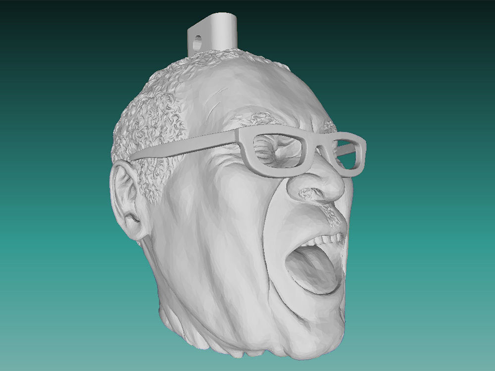 Robert Mugabe laughing shrunken head keychain keyfob Free 3D print model_1