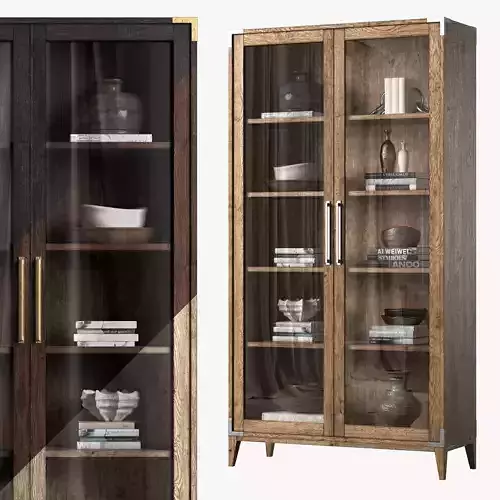 CAYDEN CAMPAIGN GLASS DOUBLE-DOOR CABINET