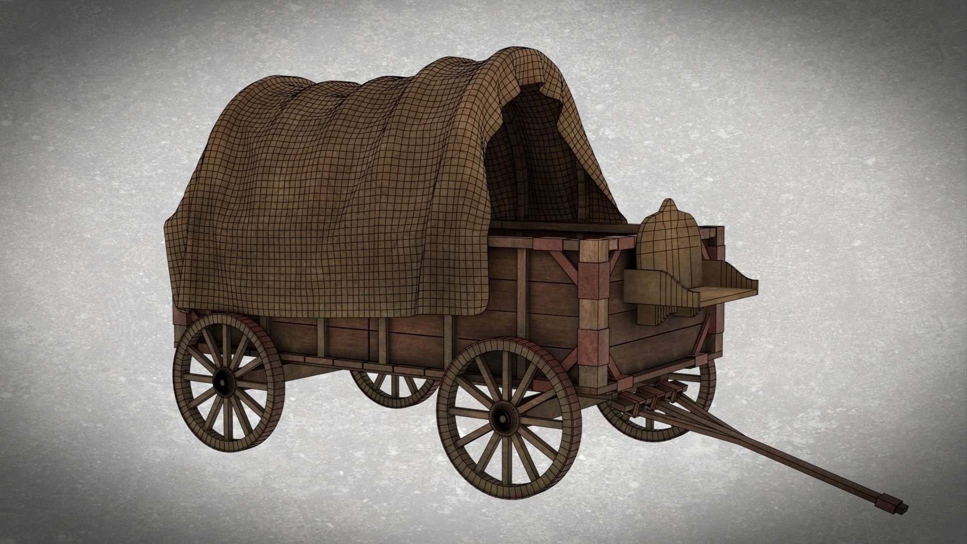 Medieval Waggon Free low-poly 3D model_2