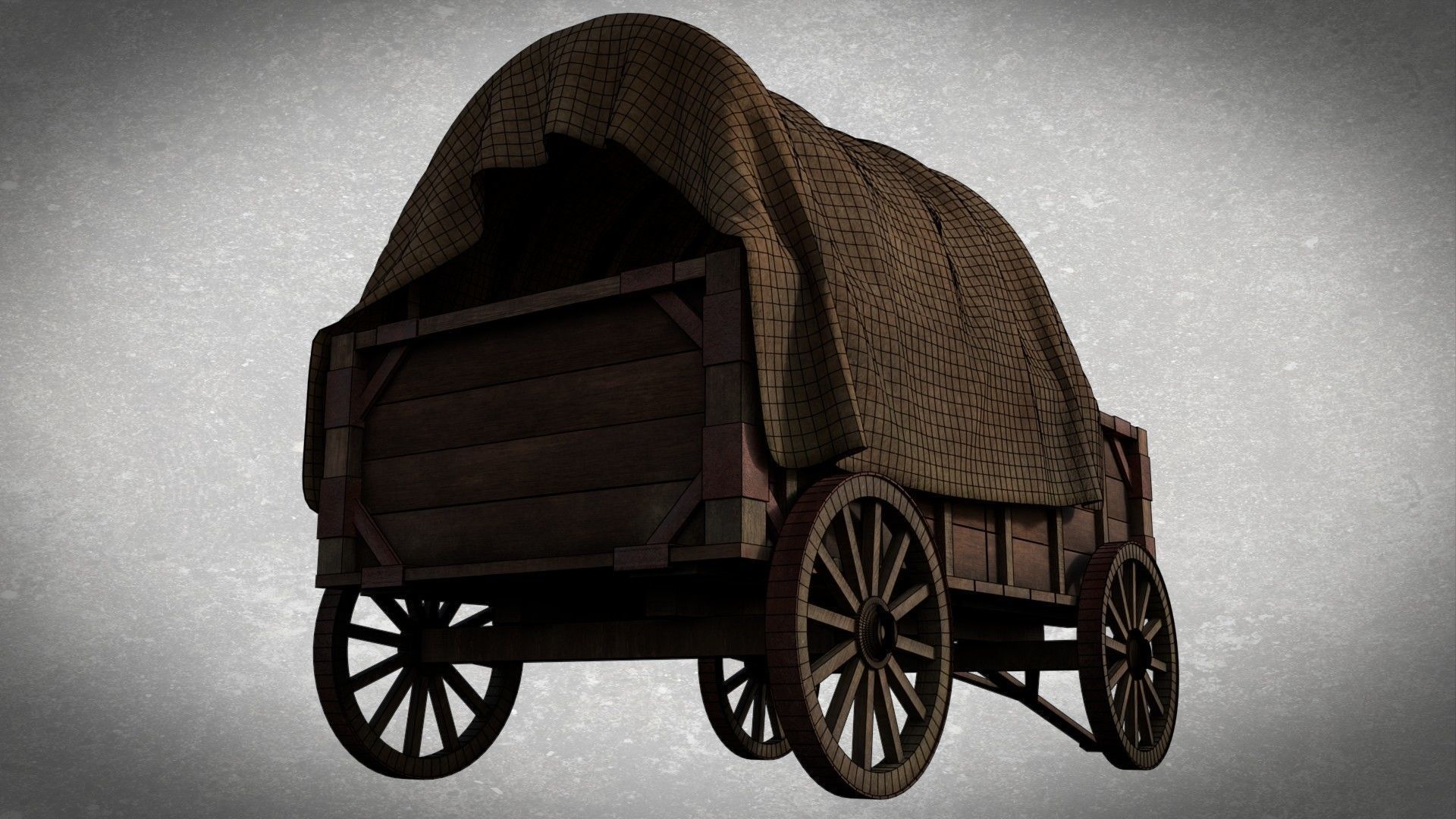Medieval Waggon Free low-poly 3D model_4
