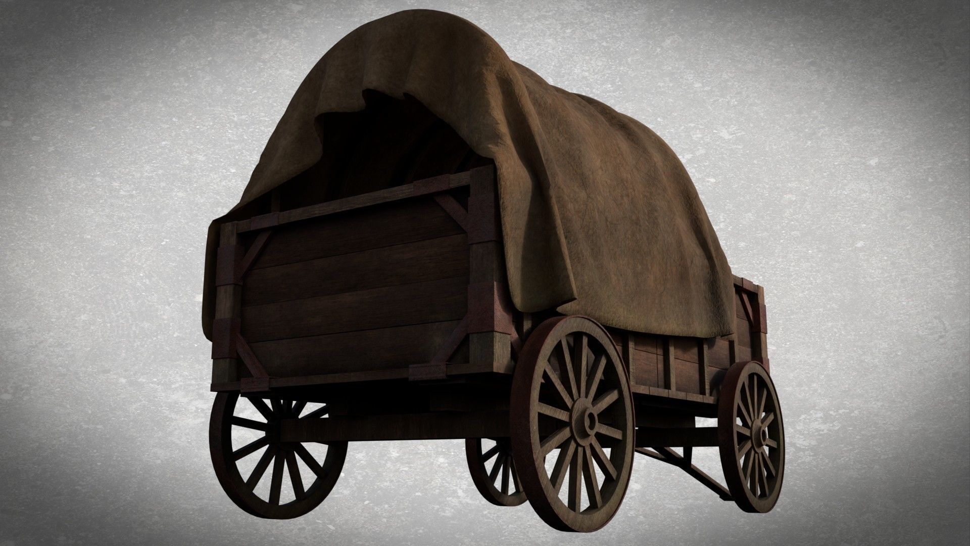 Medieval Waggon Free low-poly 3D model_3