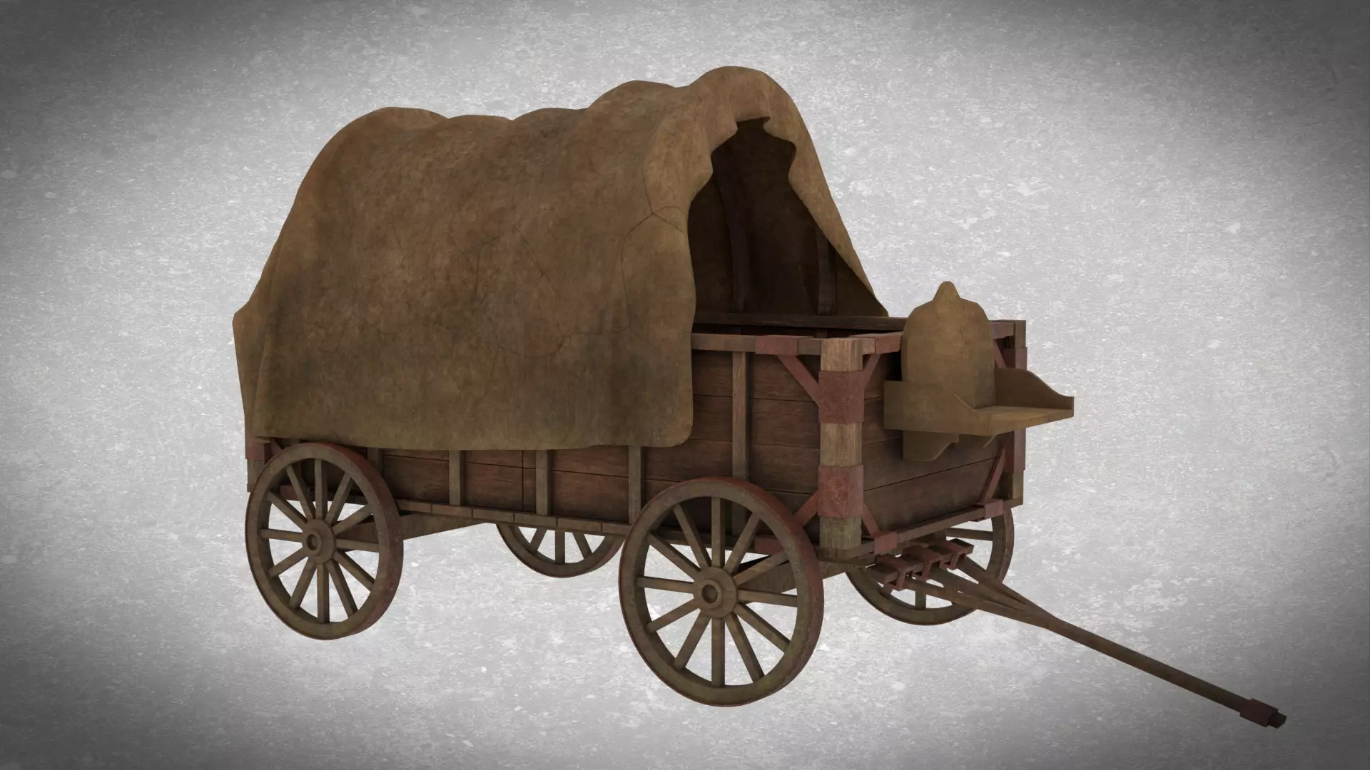 Medieval Waggon Free low-poly 3D model_0