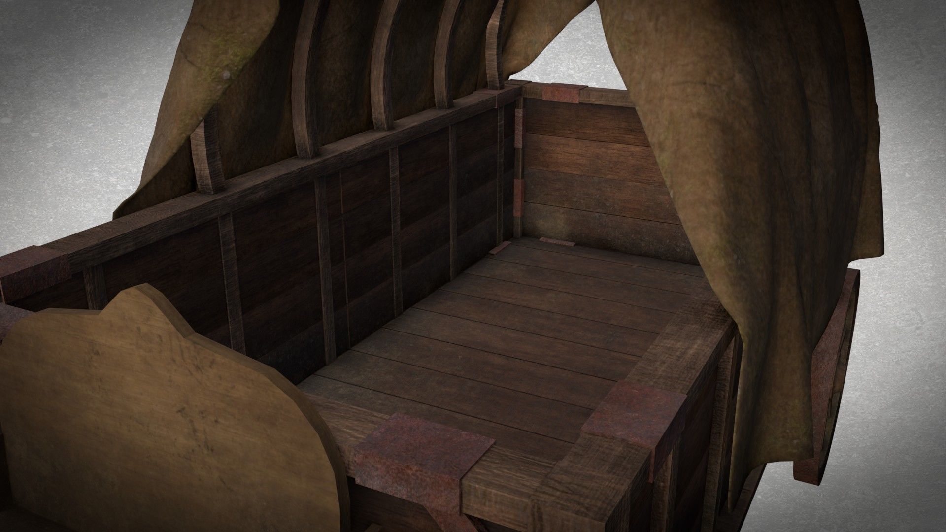 Medieval Waggon Free low-poly 3D model_7