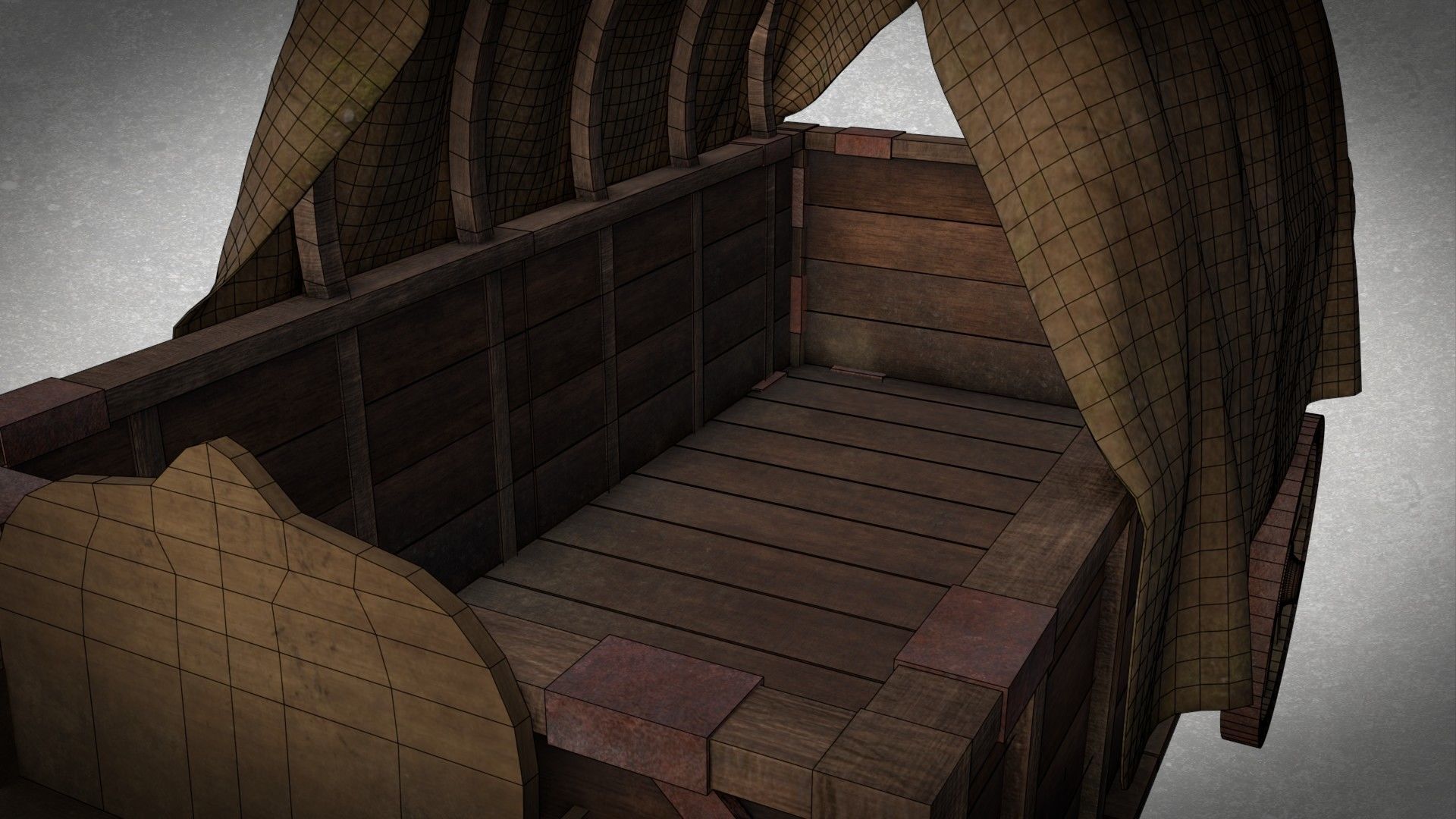 Medieval Waggon Free low-poly 3D model_8