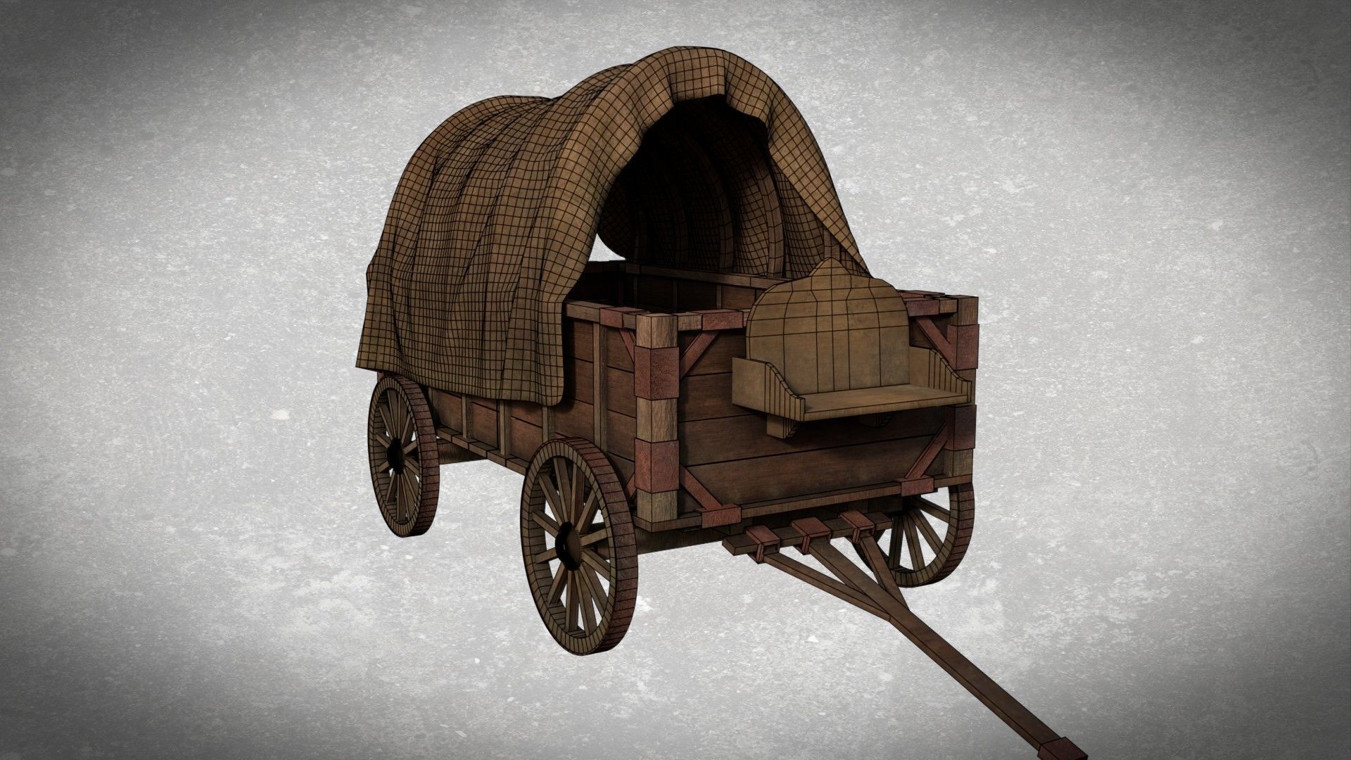 Medieval Waggon Free low-poly 3D model_6